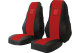 Suitable for Volvo*: FH4 I FH5 (2013-...) - HollandLine leatherette I seat covers red 2 belts integrated on seat 