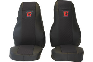 Suitable for Volvo*: FH4 I FH5 (2013-...) - HollandLine leatherette I seat covers black belt not integrated on the seat I BF rotatable 
