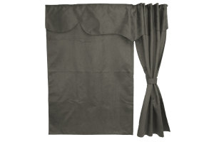 Tenda da letto in camoscio 3 pezzi SENZA BORDO grigio Lunghezza149 cm