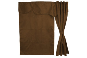 Tenda da letto in camoscio 3 pezzi SENZA BORDO marrone scuro Lunghezza149 cm
