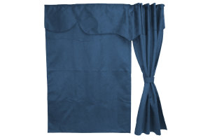 Suede look truck bed curtain 3-piece WITHOUT EDGE dark blue Länge149 cm