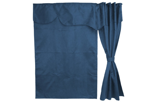 Tenda da letto in camoscio 3 pezzi SENZA BORDO blu scuro Lunghezza 179 cm