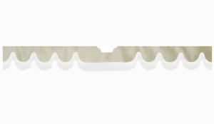 Fits Scania*: S (2016-...) suede look truck windshield border with cutout for windshield sensor with fringes Wave-shape beige white