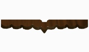 Fits Scania*: S (2016-...) suede look truck windshield border with cutout for windshield sensor with fringes V-shape dark brown brown