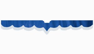 Fits Scania*: S (2016-...) suede look truck windshield border with cutout for windshield sensor with fringes V-shape dark blue white