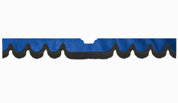 Fits Scania*: S (2016-...) suede look truck windshield border with cutout for windshield sensor with fringes Wave-shape dark blue black