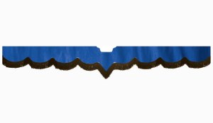 Fits Scania*: S (2016-...) suede look truck windshield border with cutout for windshield sensor with fringes V-shape dark blue brown
