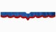 Fits Scania*: S (2016-...) suede look truck windshield border with cutout for windshield sensor with fringes V-shape dark blue red