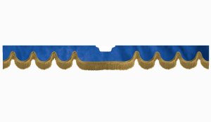 Fits Scania*: S (2016-...) suede look truck windshield border with cutout for windshield sensor with fringes Wave-shape dark blue caramel
