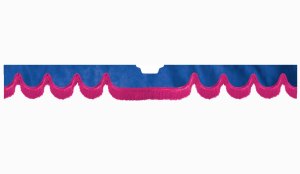 Fits Scania*: S (2016-...) suede look truck windshield border with cutout for windshield sensor with fringes Wave-shape dark blue pink