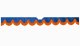 Fits Scania*: S (2016-...) suede look truck windshield border with cutout for windshield sensor with fringes bow-shape dark blue orange
