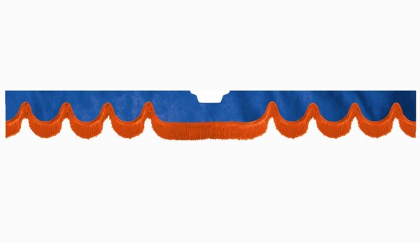 Adatto per Scania*: S (2016-...) bordo del parabrezza in pelle scamosciata frange con ritaglio sensore di montaggio del parabrezza forma ad arco blu scuro arancione