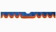 Fits Scania*: S (2016-...) suede look truck windshield border with cutout for windshield sensor with fringes Wave-shape dark blue orange