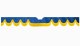 Fits Scania*: S (2016-...) suede look truck windshield border with cutout for windshield sensor with fringes Wave-shape dark blue yellow