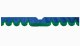 Adatto per Scania*: S (2016-...) bordo del parabrezza in pelle scamosciata frange con ritaglio sensore di montaggio del parabrezza forma ad onda blu scuro verde