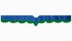 Fits Scania*: S (2016-...) suede look truck windshield border with cutout for windshield sensor with fringes V-shape dark blue green