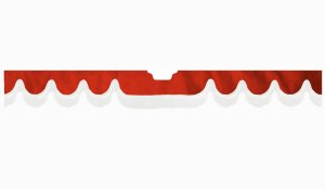 Fits Scania*: S (2016-...) suede look truck windshield border with cutout for windshield sensor with fringes Wave-shape red white