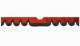 Fits Scania*: S (2016-...) suede look truck windshield border with cutout for windshield sensor with fringes Wave-shape red black
