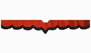 Fits Scania*: S (2016-...) suede look truck windshield border with cutout for windshield sensor with fringes V-shape red black