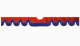 Fits Scania*: S (2016-...) suede look truck windshield border with cutout for windshield sensor with fringes Wave-shape red blue