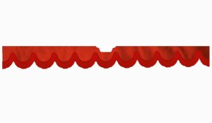 Fits Scania*: S (2016-...) suede look truck windshield border with cutout for windshield sensor with fringes bow-shape red red