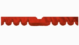 Fits Scania*: S (2016-...) suede look truck windshield border with cutout for windshield sensor with fringes Wave-shape red red