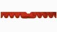 Fits Scania*: S (2016-...) suede look truck windshield border with cutout for windshield sensor with fringes Wave-shape red red