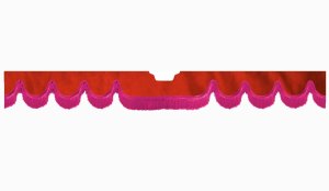 Passend f&uuml;r Scania*: S (2016-...) Wildlederoptik Scheibenbord&uuml;re Fransen mit Ausschnitt Scheibenbeschlagsensor Wellenform rot pink