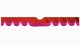 Fits Scania*: S (2016-...) suede look truck windshield border with cutout for windshield sensor with fringes Wave-shape red pink