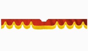 Fits Scania*: S (2016-...) suede look truck windshield border with cutout for windshield sensor with fringes Wave-shape red yellow