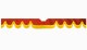 Fits Scania*: S (2016-...) suede look truck windshield border with cutout for windshield sensor with fringes Wave-shape red yellow