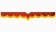 Fits Scania*: S (2016-...) suede look truck windshield border with cutout for windshield sensor with fringes V-shape red yellow