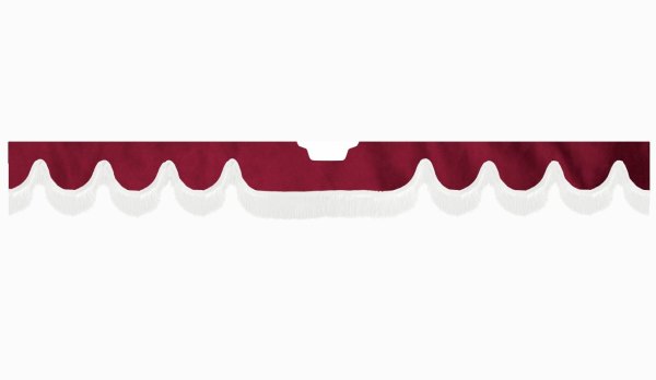 Fits Scania*: S (2016-...) suede look truck windshield border with cutout for windshield sensor with fringes Wave-shape bordeaux white