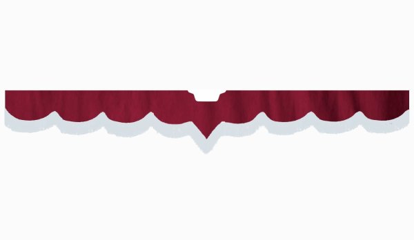Fits Scania*: S (2016-...) suede look truck windshield border with cutout for windshield sensor with fringes V-shape bordeaux white