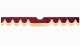 Fits Scania*: S (2016-...) suede look truck windshield border with cutout for windshield sensor with fringes Wave-shape bordeaux beige