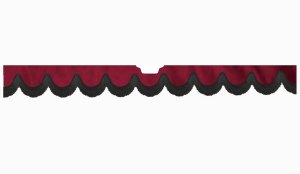 Fits Scania*: S (2016-...) suede look truck windshield border with cutout for windshield sensor with fringes bow-shape bordeaux black