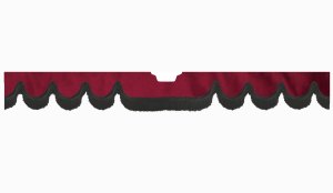 Fits Scania*: S (2016-...) suede look truck windshield border with cutout for windshield sensor with fringes Wave-shape bordeaux black