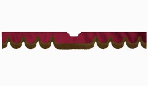 Fits Scania*: S (2016-...) suede look truck windshield border with cutout for windshield sensor with fringes Wave-shape bordeaux brown