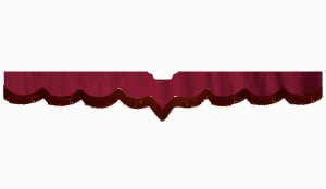 Fits Scania*: S (2016-...) suede look truck windshield border with cutout for windshield sensor with fringes V-shape bordeaux bordeaux