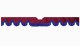 Fits Scania*: S (2016-...) suede look truck windshield border with cutout for windshield sensor with fringes Wave-shape bordeaux blue