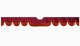 Fits Scania*: S (2016-...) suede look truck windshield border with cutout for windshield sensor with fringes Wave-shape bordeaux red