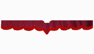Fits Scania*: S (2016-...) suede look truck windshield border with cutout for windshield sensor with fringes V-shape bordeaux red