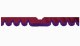 Fits Scania*: S (2016-...) suede look truck windshield border with cutout for windshield sensor with fringes Wave-shape bordeaux lillac