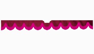 Fits Scania*: S (2016-...) suede look truck windshield border with cutout for windshield sensor with fringes bow-shape bordeaux pink