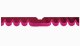 Fits Scania*: S (2016-...) suede look truck windshield border with cutout for windshield sensor with fringes Wave-shape bordeaux pink
