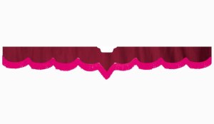 Fits Scania*: S (2016-...) suede look truck windshield border with cutout for windshield sensor with fringes V-shape bordeaux pink