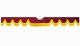 Fits Scania*: S (2016-...) suede look truck windshield border with cutout for windshield sensor with fringes Wave-shape bordeaux yellow