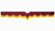 Fits Scania*: S (2016-...) suede look truck windshield border with cutout for windshield sensor with fringes V-shape bordeaux yellow