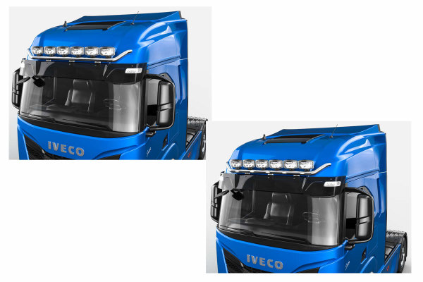 Geschikt voor Iveco*: S-Way (2019-...) - Hoog dak - RVS koplampbeugel "V-MAX" 