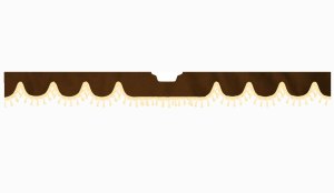 Suitable for Scania*: S (2016-...) Suede look Windscreen border with bobble - with cut-out Windscreen fitting sensor beige wave form dark brown